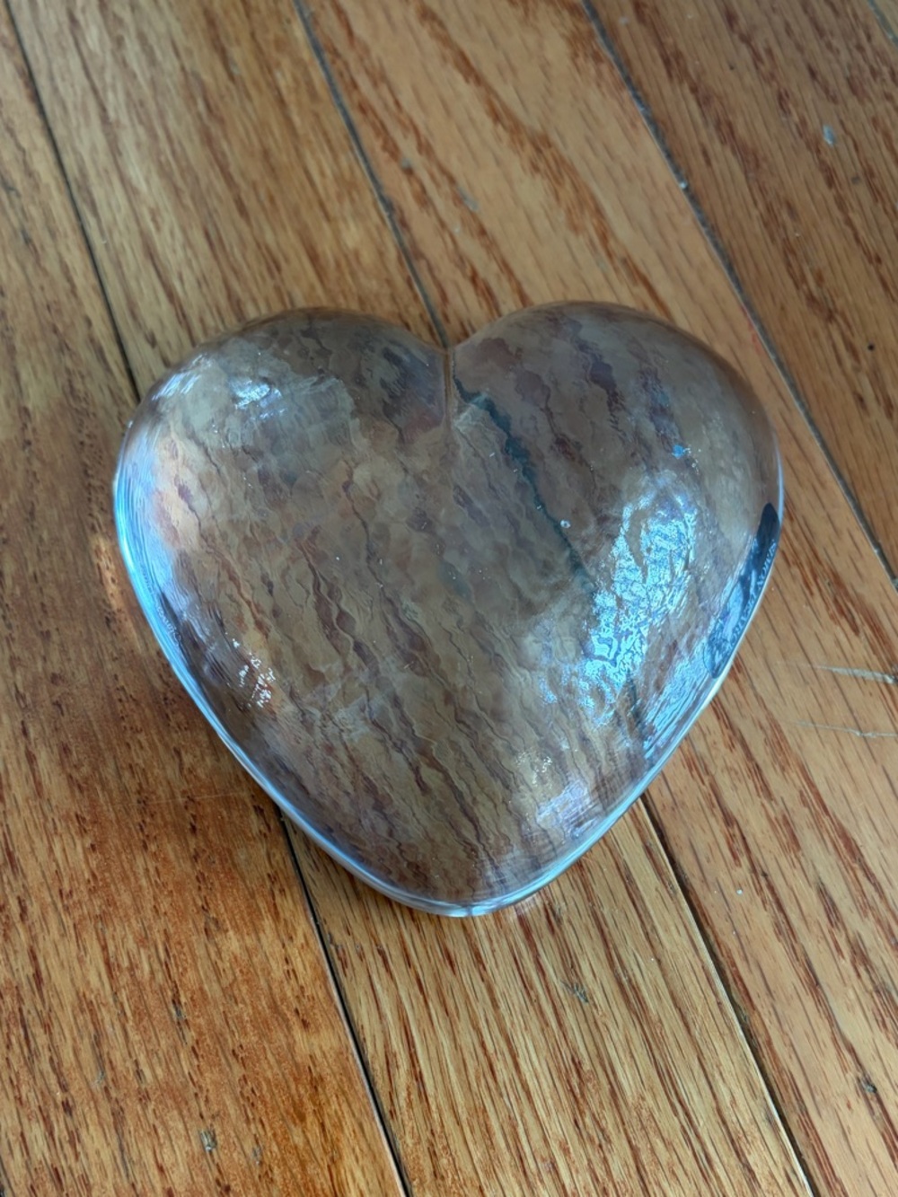 Simon Pearce Clear Textured Glass Heart Paperweight Signed 4 1/2” X 4 3/4”